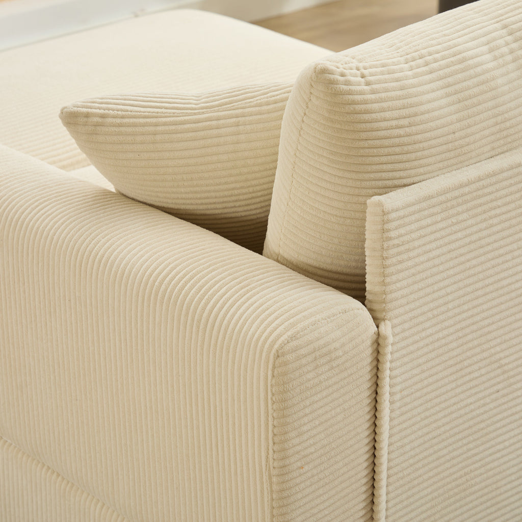 Modern Sectional Couch , 2 Pieces Corduroy Couch Cushion Covers , Soft Stretch Sofa Slipcovers with 2pcs Pillows