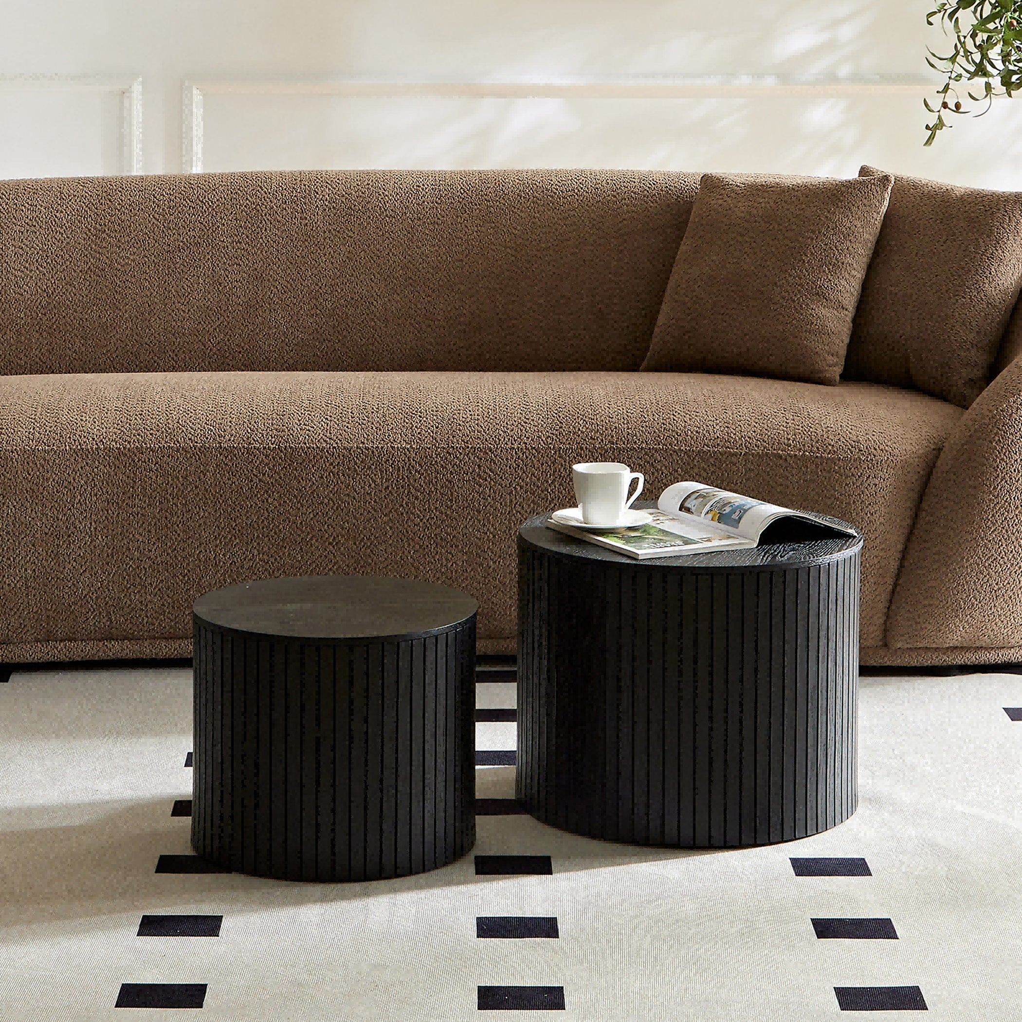 Nested table set 2 pieces, MDF coffee table set Living room/lounge area, black