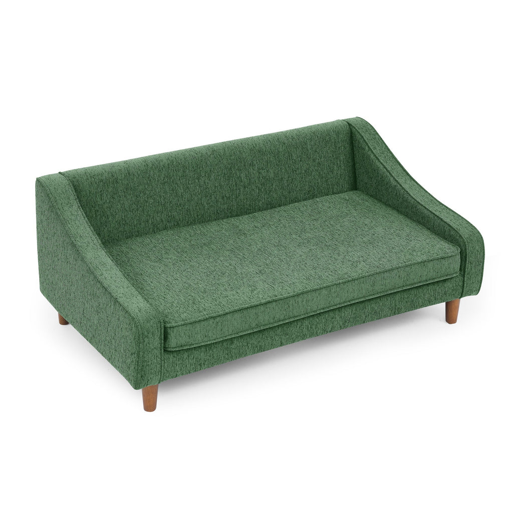 Durable Elevated Dog Sofa Bed,Pet sofa with modern irregular armrest design,Comfortable soft dog sofa-Green