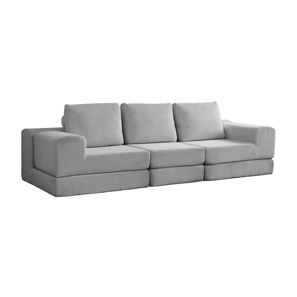 108'' Modular Sectional 3-Seater Cloud Sofa,Corduroy Convertible Sofa Bed