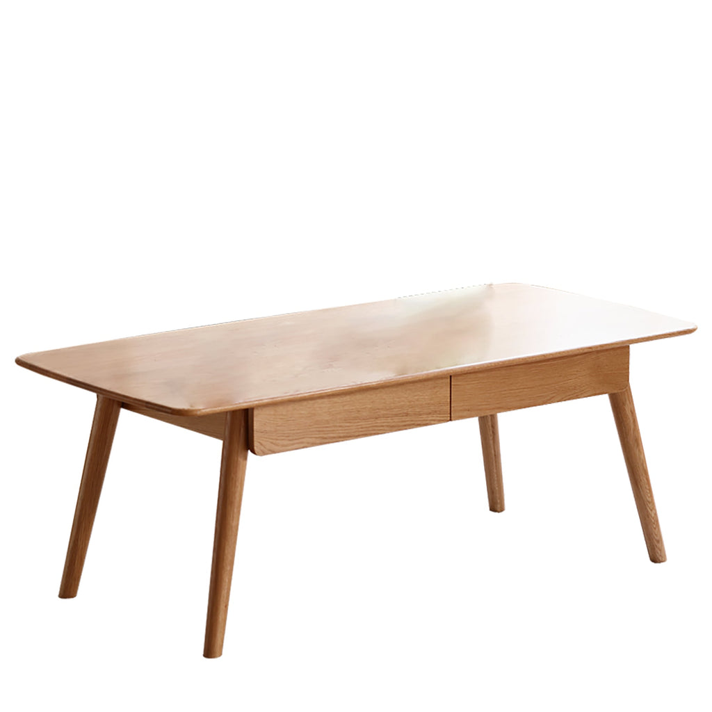 Solid Wood 2-Drawer Coffee Table Natural Oak 39.37 Inch
