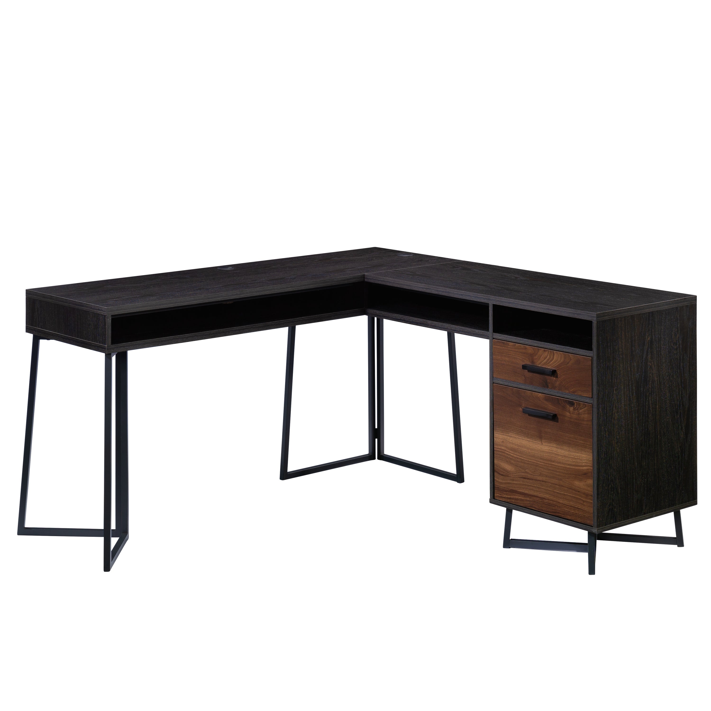 L-Shaped Desk, Dark Walnut finish