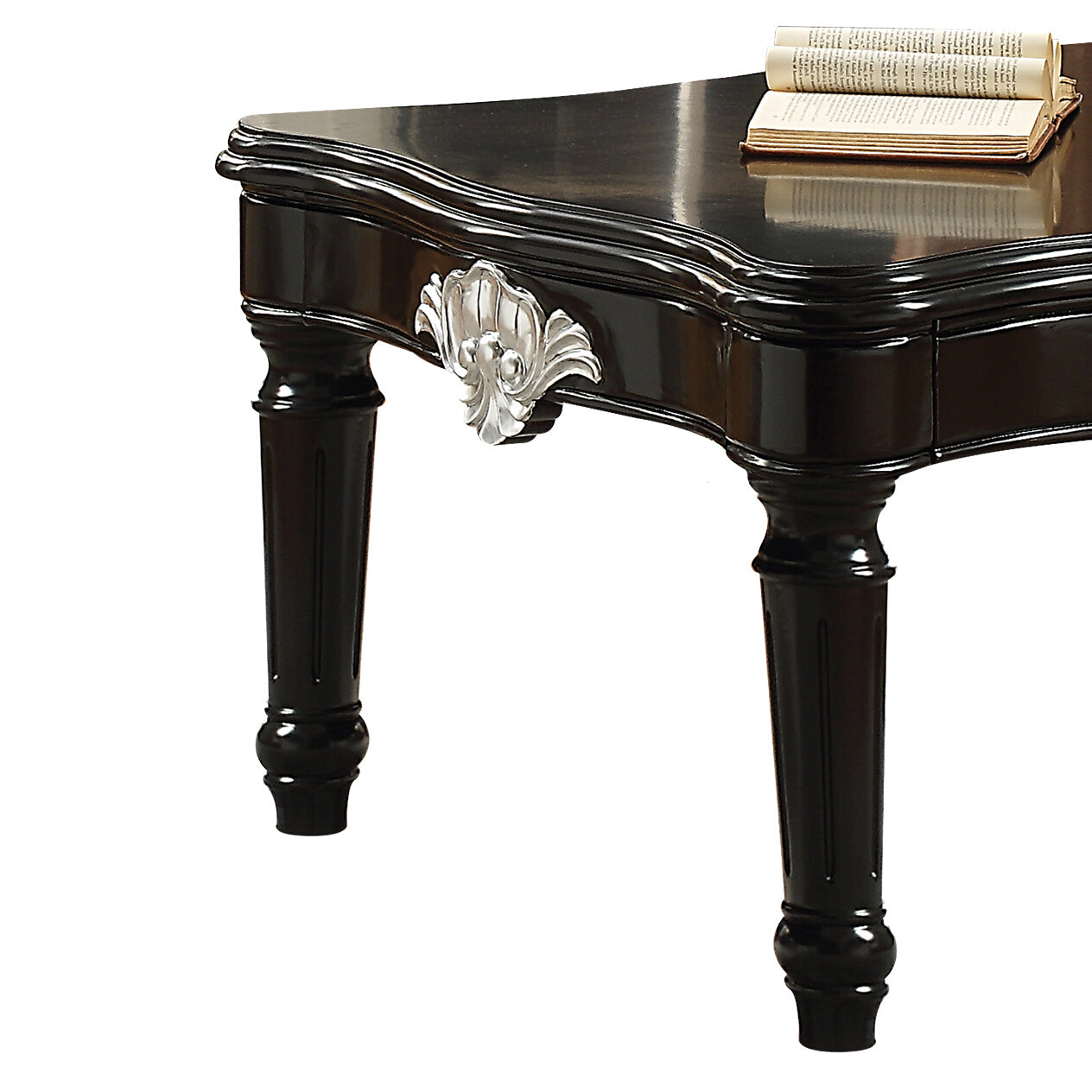 Black Coffee Table with Turned Legs