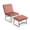 Pink Modern Lazy Lounge Chair, Contemporary Single Leisure Upholstered Sofa Chair Set