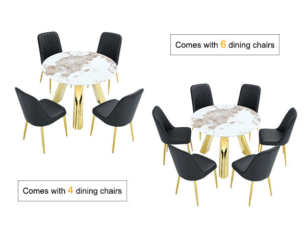 42' Luxury Sintered Stone Table: 0.45' Durable Top + 6' Steel Legs, 350lb Capacity, Stain/Heat-Resistant White/Gray Veined Surface - Modern Minimalist Design