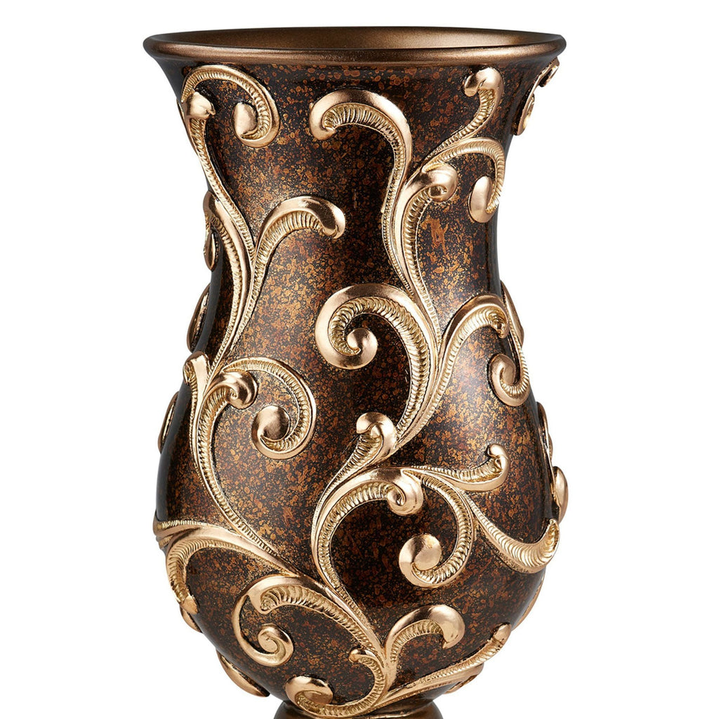 19.75" Tall Decorative Vase "Odysseus" Baroque Style w/ Gold Floral Filigree