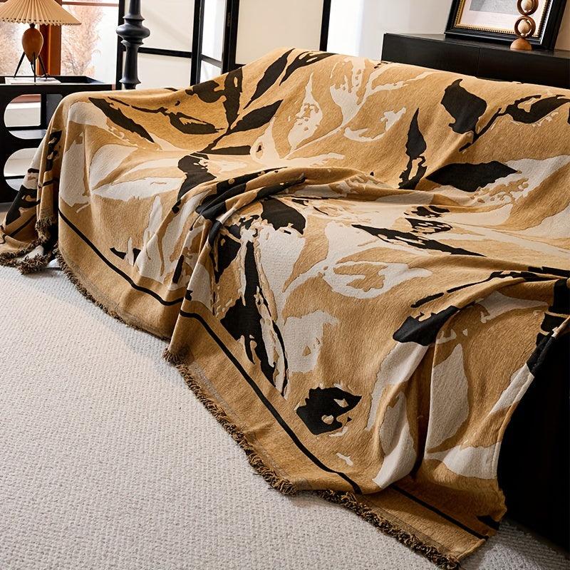 Premium Chenille Fabric Dark Green Couch Cover - All-Season Protector