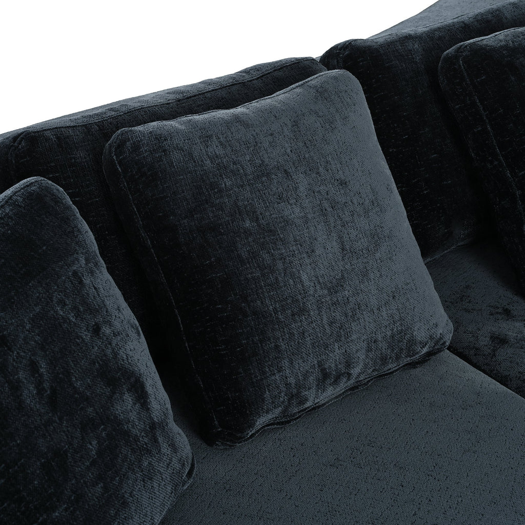 U_Style 115.7' Pure Foam Modular Sofa, 2-Piece Set with 5 Cushions, 4-Seater, Chenille Jacquard Fabric, Curved Design, No Assembly Required, Soft Upholstered Sofa for Living Room & Bedroom