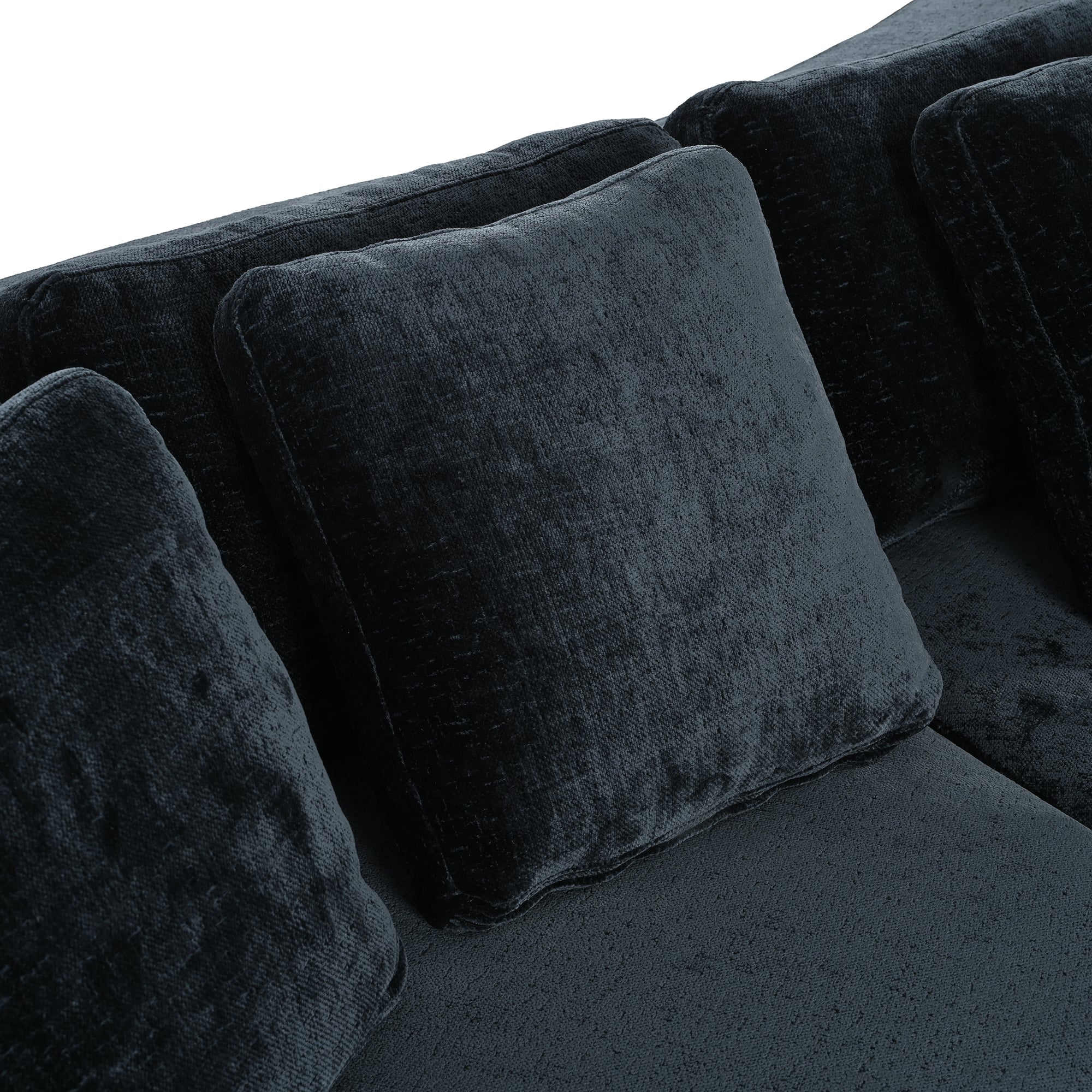 U_Style 115.7' Pure Foam Modular Sofa, 2-Piece Set with 5 Cushions, 4-Seater, Chenille Jacquard Fabric, Curved Design, No Assembly Required, Soft Upholstered Sofa for Living Room & Bedroom