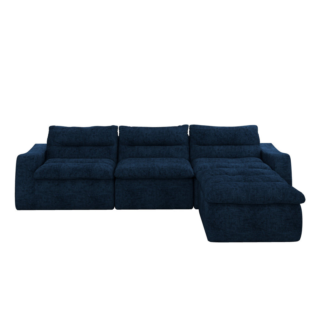 Right sofa seat, L-shaped modular combined sofa, compressed combined sofa, modern lazy style comfortable beanbag sofa-Blue