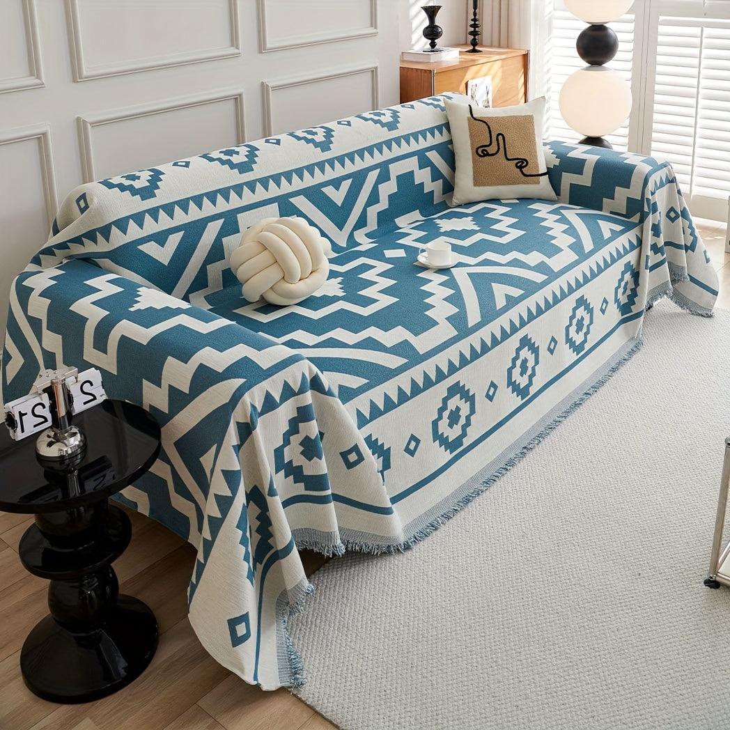 Boho-Chic All-Season Sofa Cover | Light Gray & Pet Proof Couch Cover