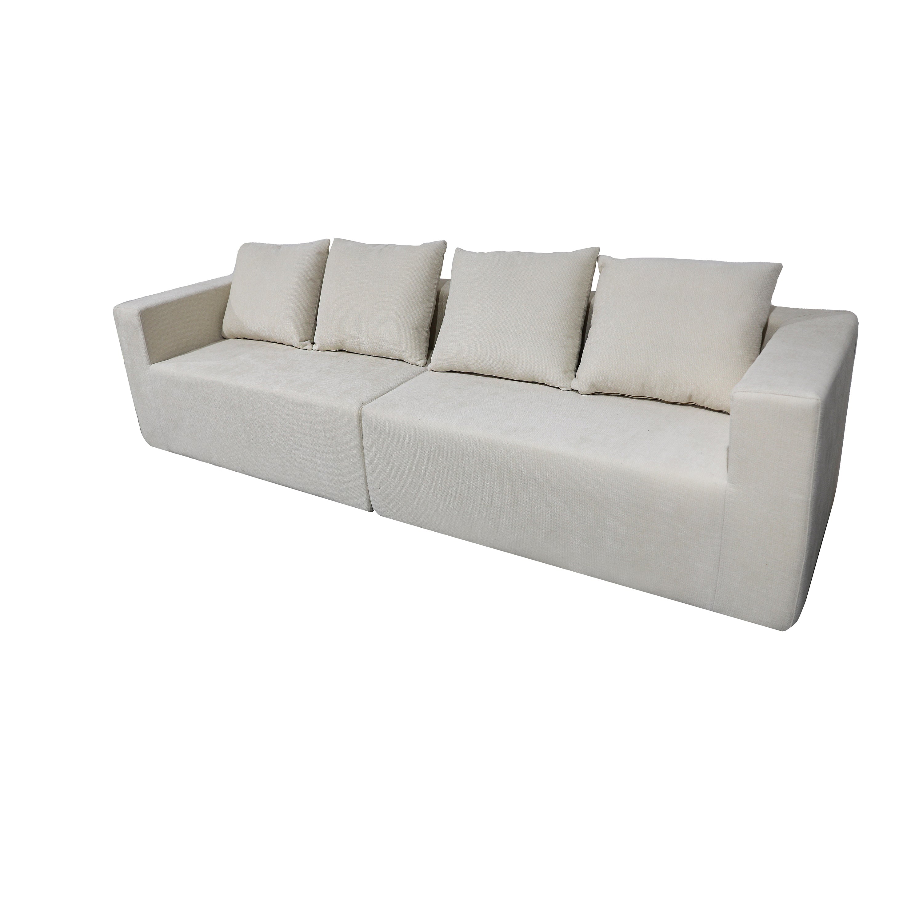 Four seater combination sofa, sofa bed, made of high-density sponge and soft linen fabric, with multiple combination methods (beige)