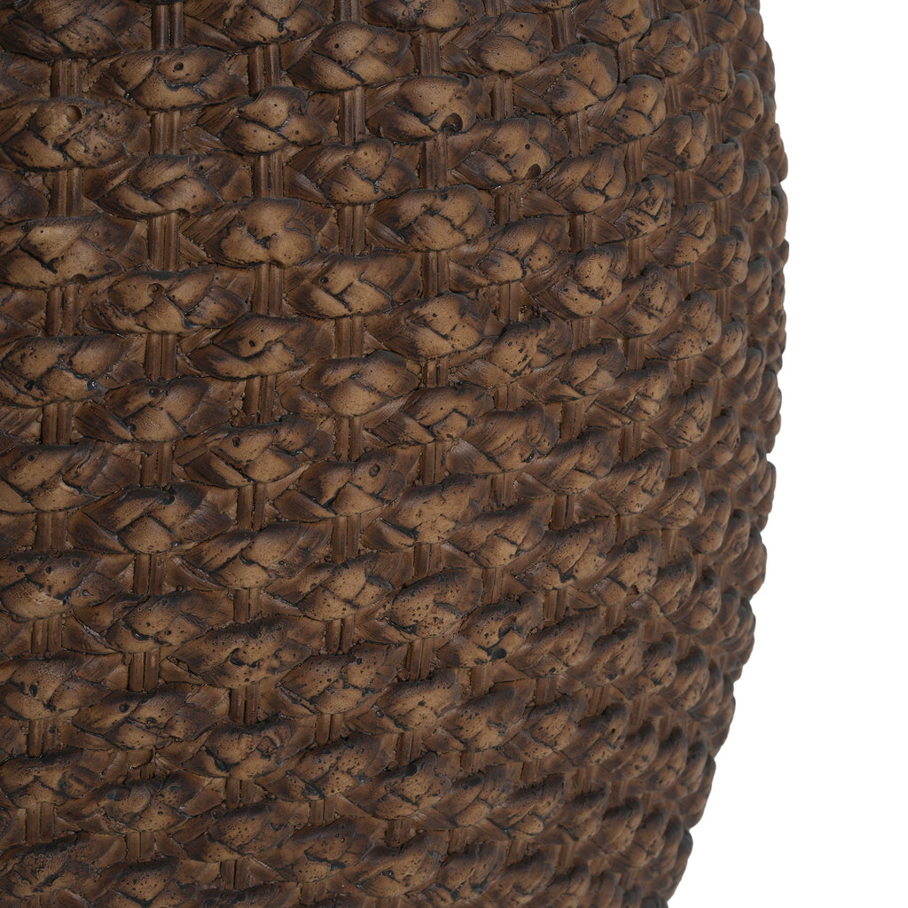 Faux Rattan Side Table for Both Indoor and Outdoor Use, Handmade MgO, Brown