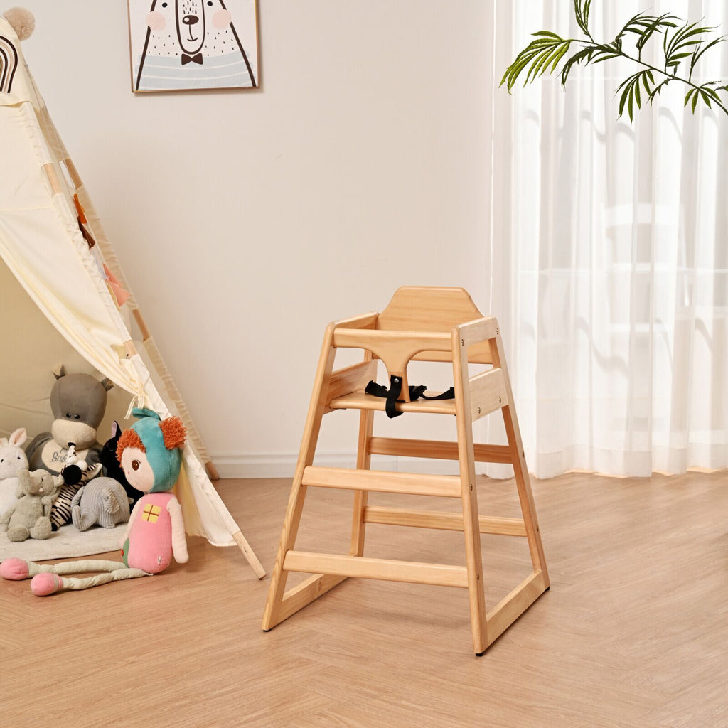 Wooden Double Solid Wood Feeding, Eat & Grow Portable High, Easy to Clean Baby Booster Chair in Natural Finish