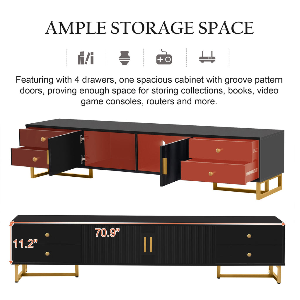 U-Can TV Stand for 65+ Inch TV, Entertainment Center TV Media Console Table, Modern TV Stand with Storage, TV Console Cabinet Furniture for Living Room(OLD SKU: WF530740AAB)
