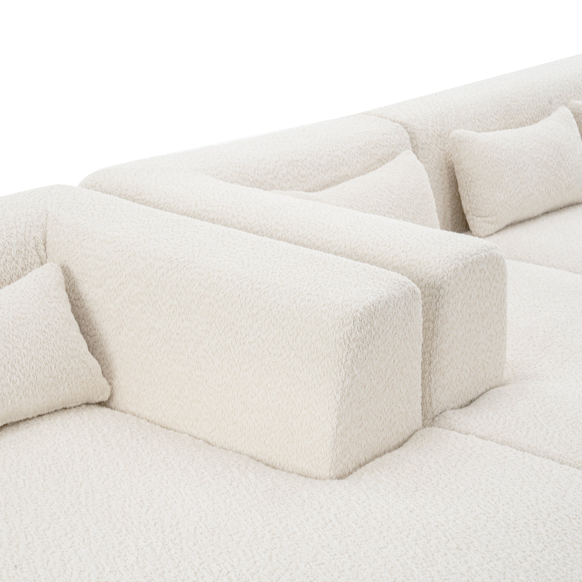144' Upholstered Sofa Free-combined Sofa Couch with Two Chaise Lounge and Five Back Pillows for Living Room(Old SKU: N719S001600A), Beige