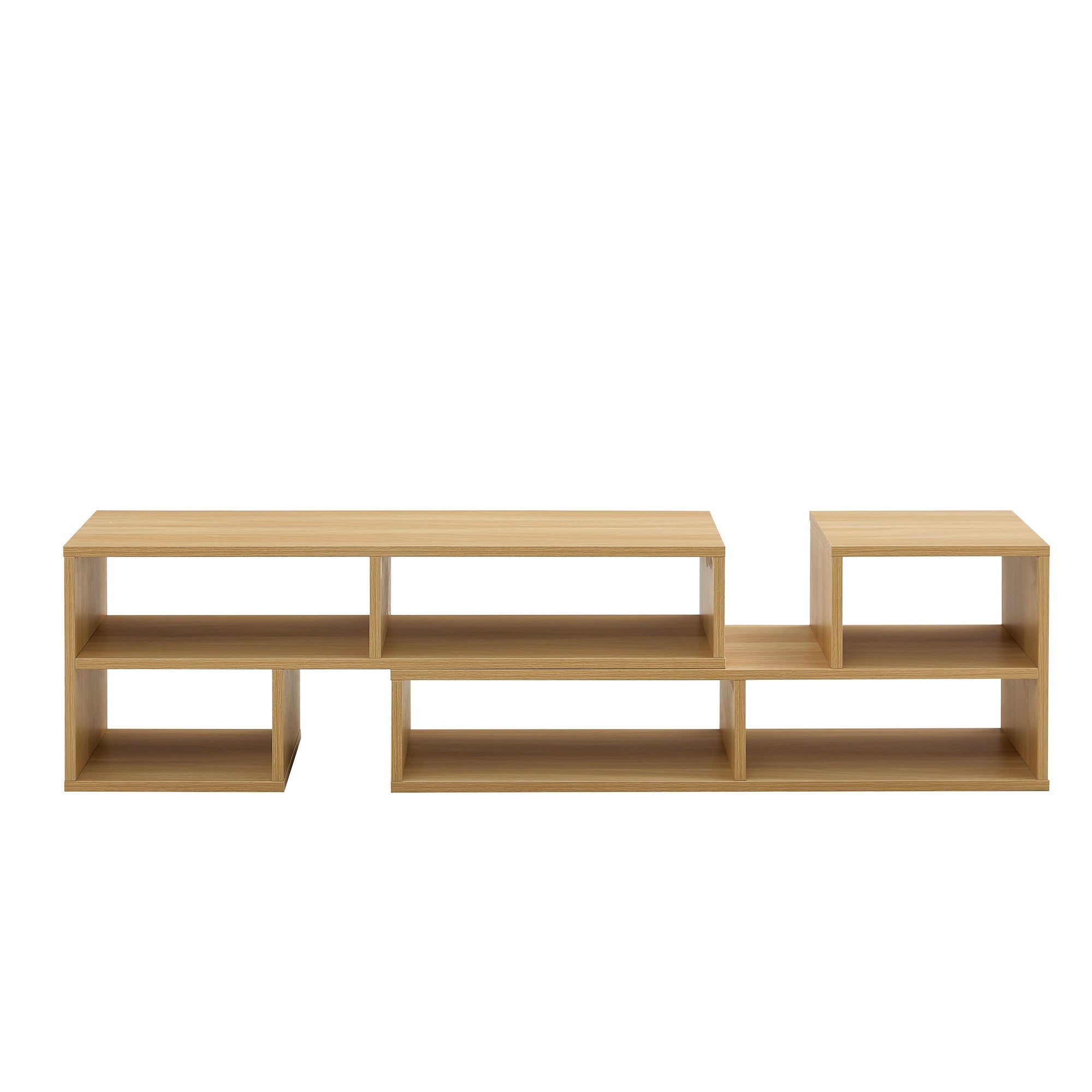 2-Piece Cube TV Stand and L-Shaped Entertainment Center with Open Storage and 2 Shelves – Burly Wood MDF