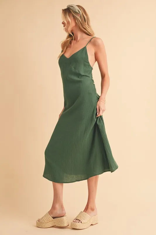 Aemi+Co Side Button Midi Cami Dress