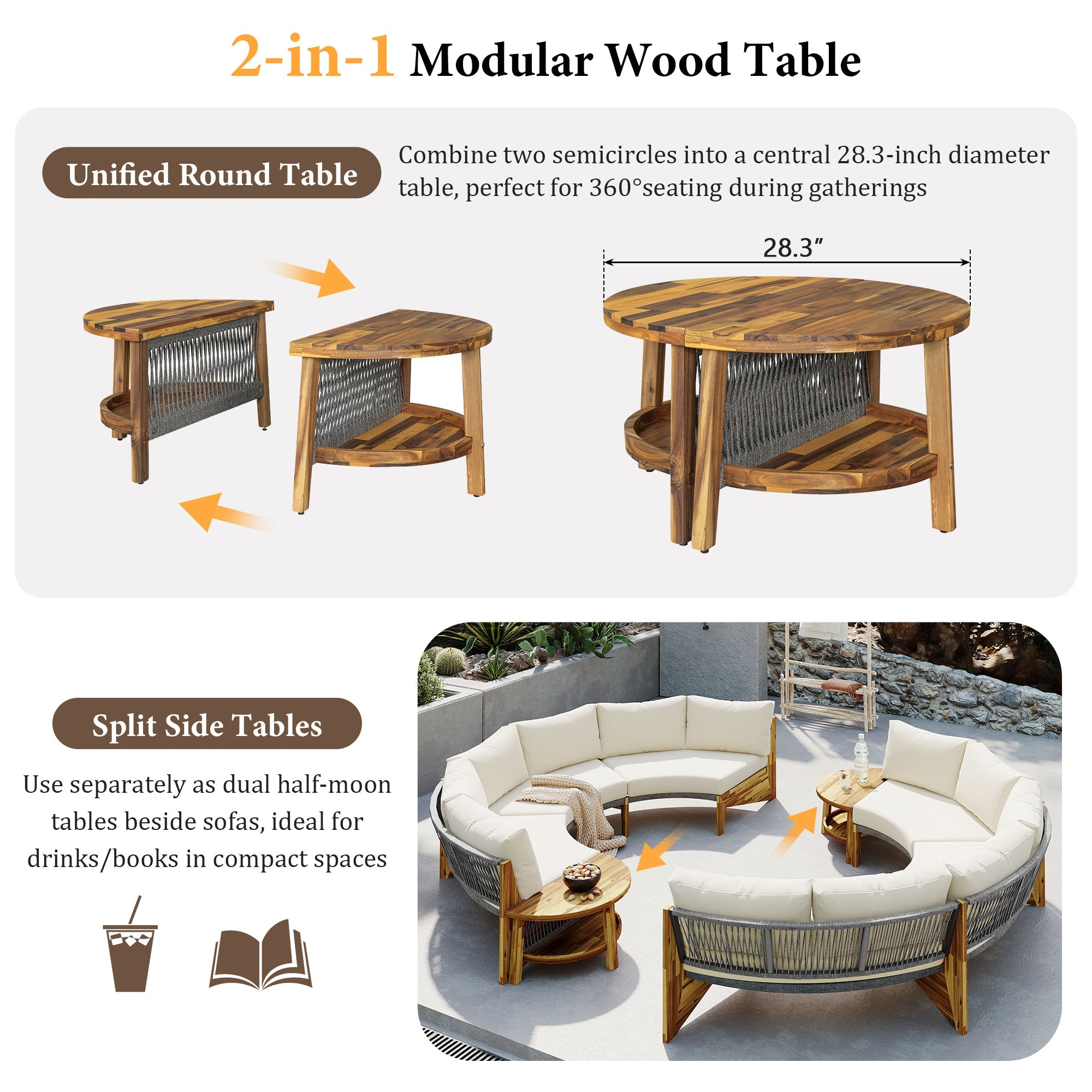 U_STYLE 6 - Person Outdoor Seating Group with Cushions and A Coffee Table(old sku:WY000379AAA)