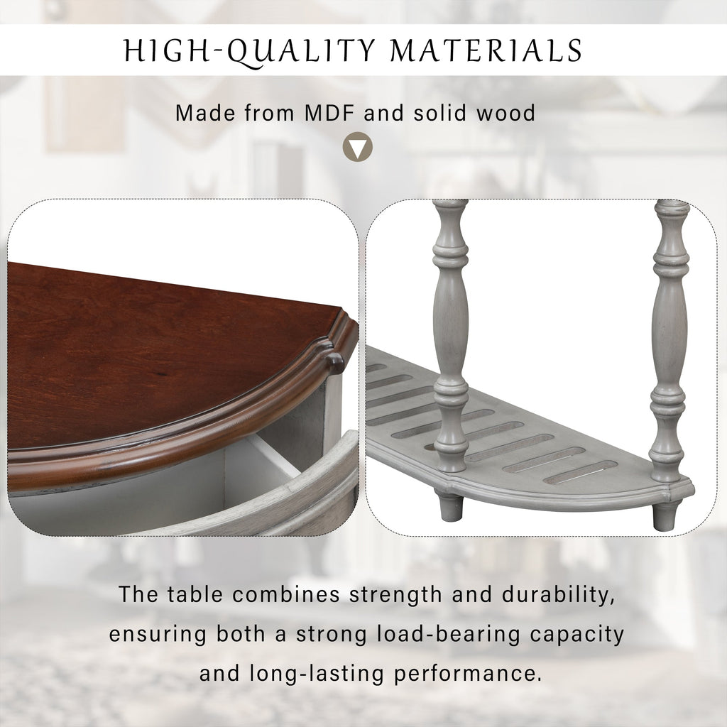 U_STYLE 52''Modern and Contemporary Curved Console Table Sofa Table Entryway Table for Hallway Living Room with 4 Drawers and 1 Shelf