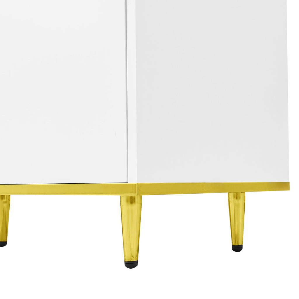 U-Can 70.9'' Modern TV Stand for TVs up to 80 Inches, Entertainment Center with 2 Shelves and  LED Lights, TV Storage Cabinet with 2 Drawers, 2 Cabinets and Metal Legs for Living room