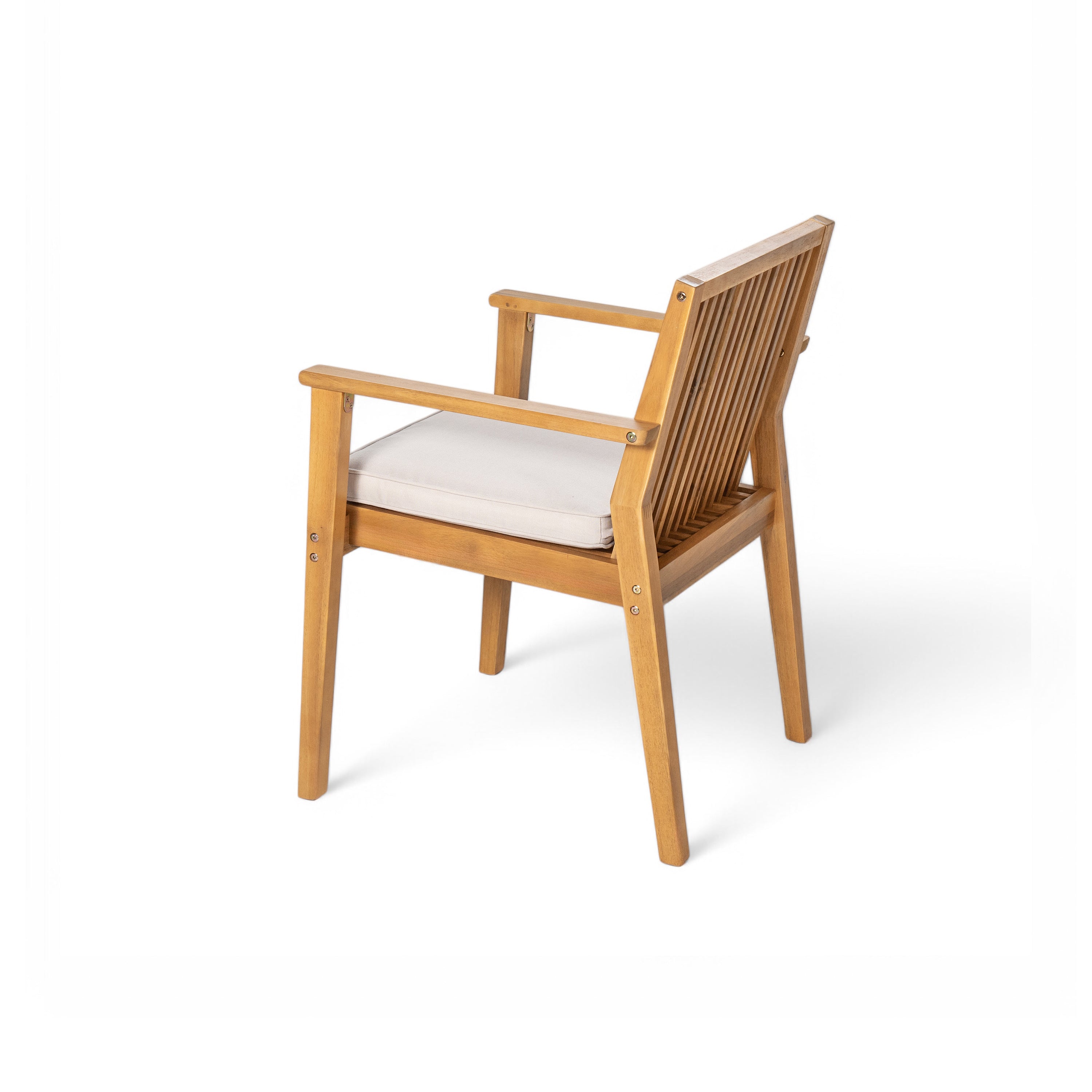 Durable 5 - Piece Patio Furniture Set Acacia Wood Table and 4 Heavy-Duty Cushioned Chairs, Natural