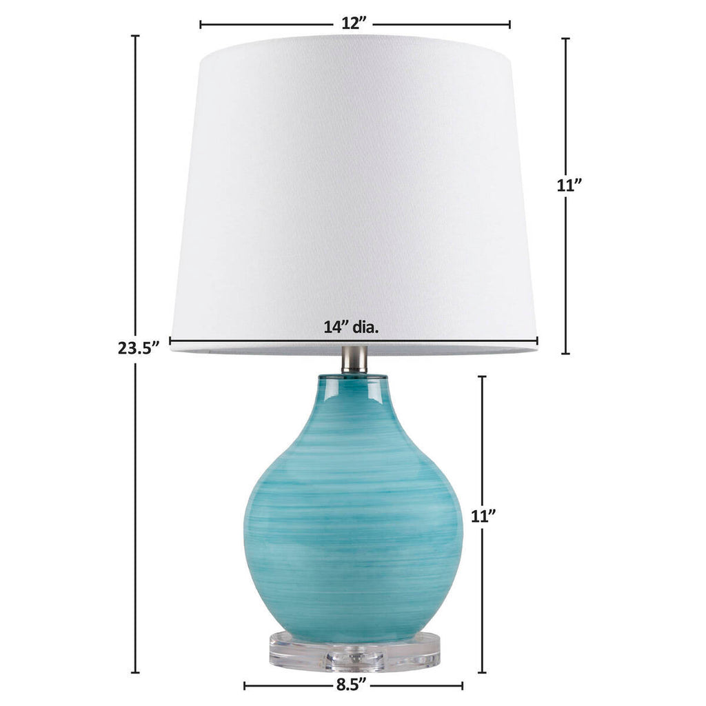 Blue Aqua Swirl Blown Glass Table Lamp Aqua See below