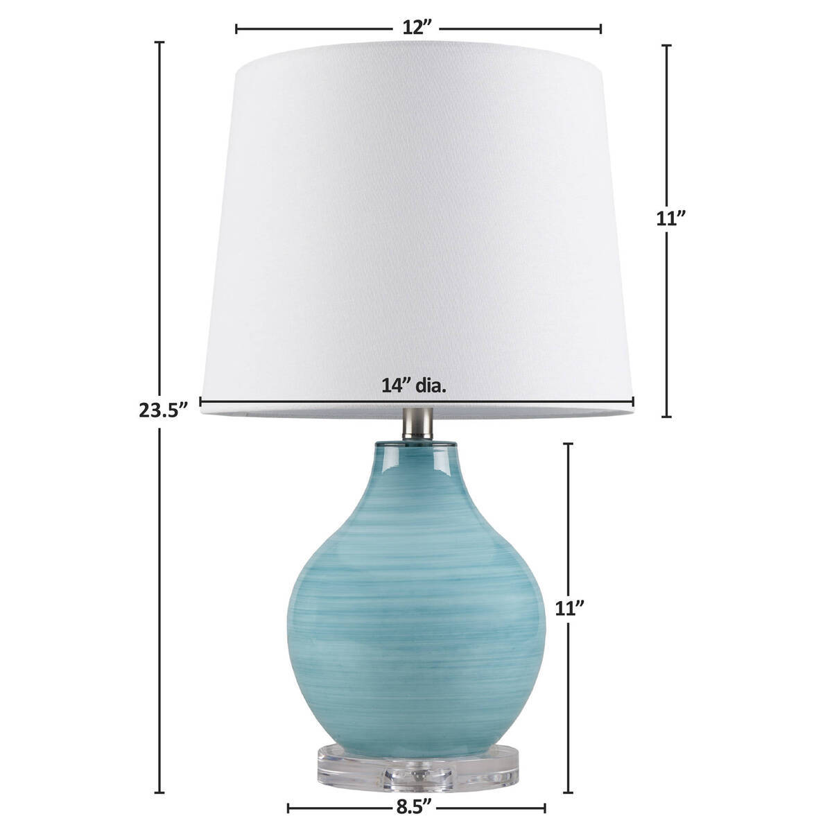 Blue Aqua Swirl Blown Glass Table Lamp Aqua See below
