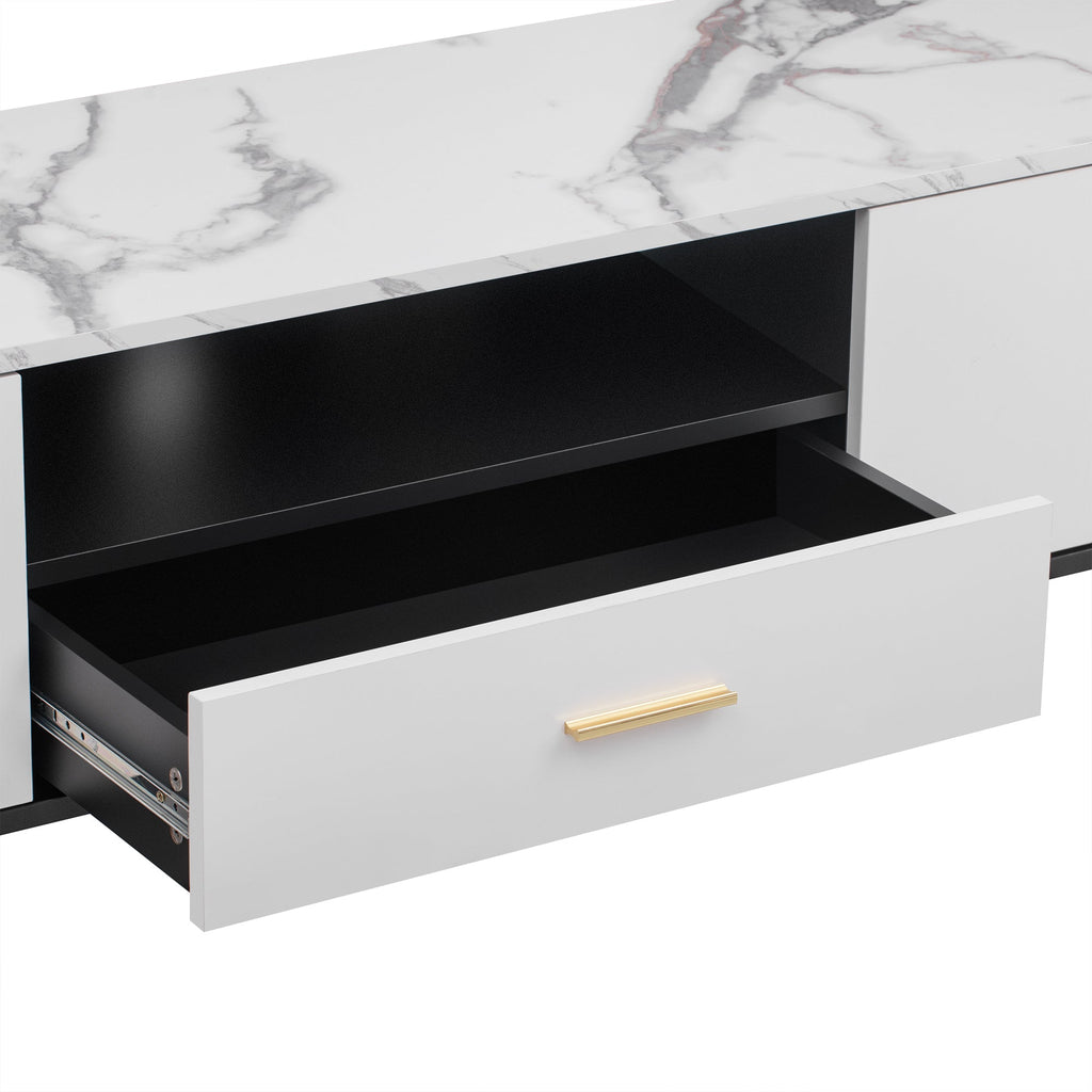 71'' Modern TV Stand with 2 Cabinets&  Open Compartments, Entertainment Center for TVs up to 80'', Television Console for Living Room, Bedroom, Home Theatre