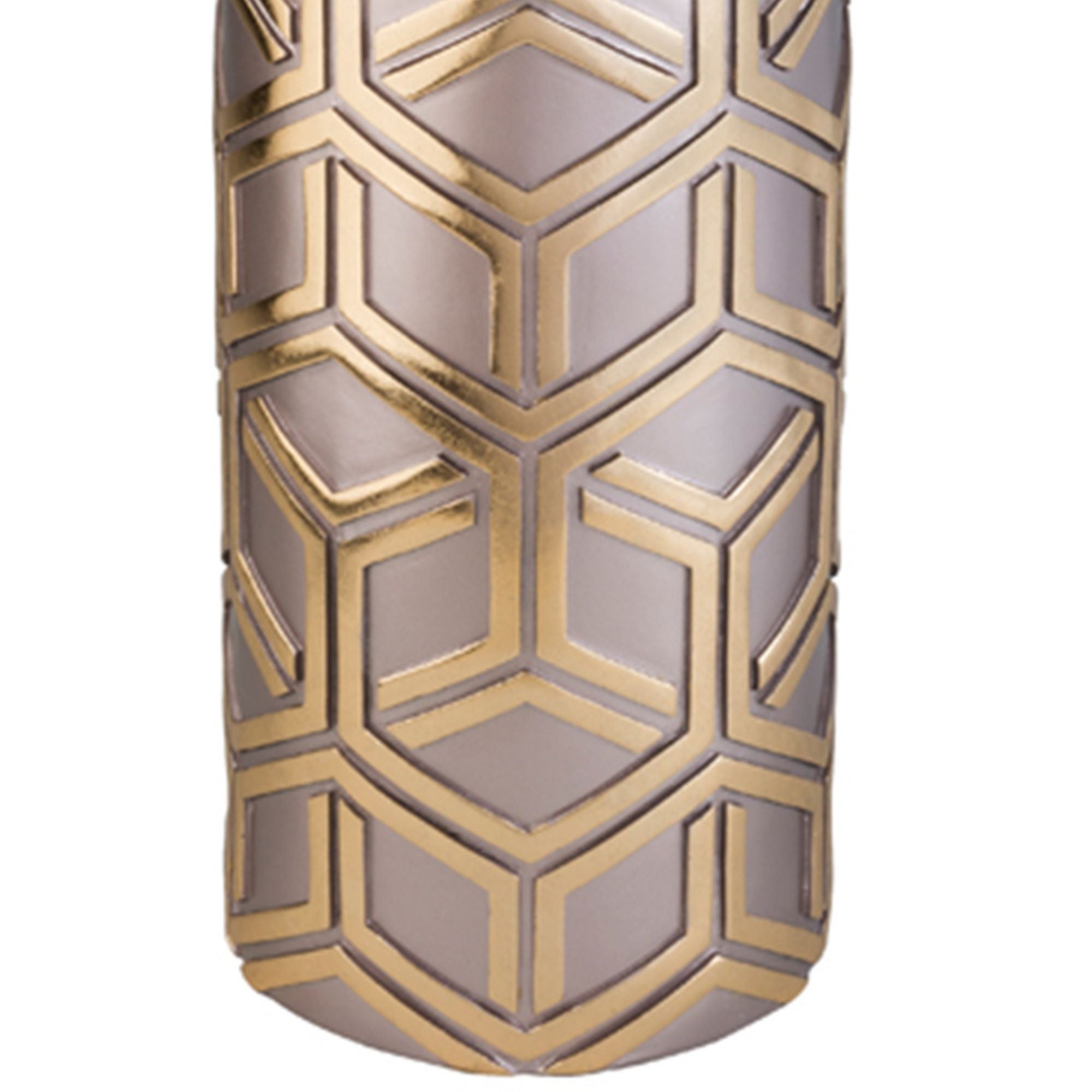 22" Tall Polyresin Decorative Vase, Weave Rose Gold Design