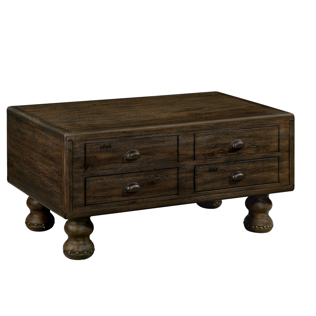 Rectangle Living Room Coffee Table Set,  3-Piece Solid Wood Living Room Table Set, 1 Coffee Table and 2 End Table, Wood Center Table Tea Table Set with Rivet Decoration Legs.Espresso