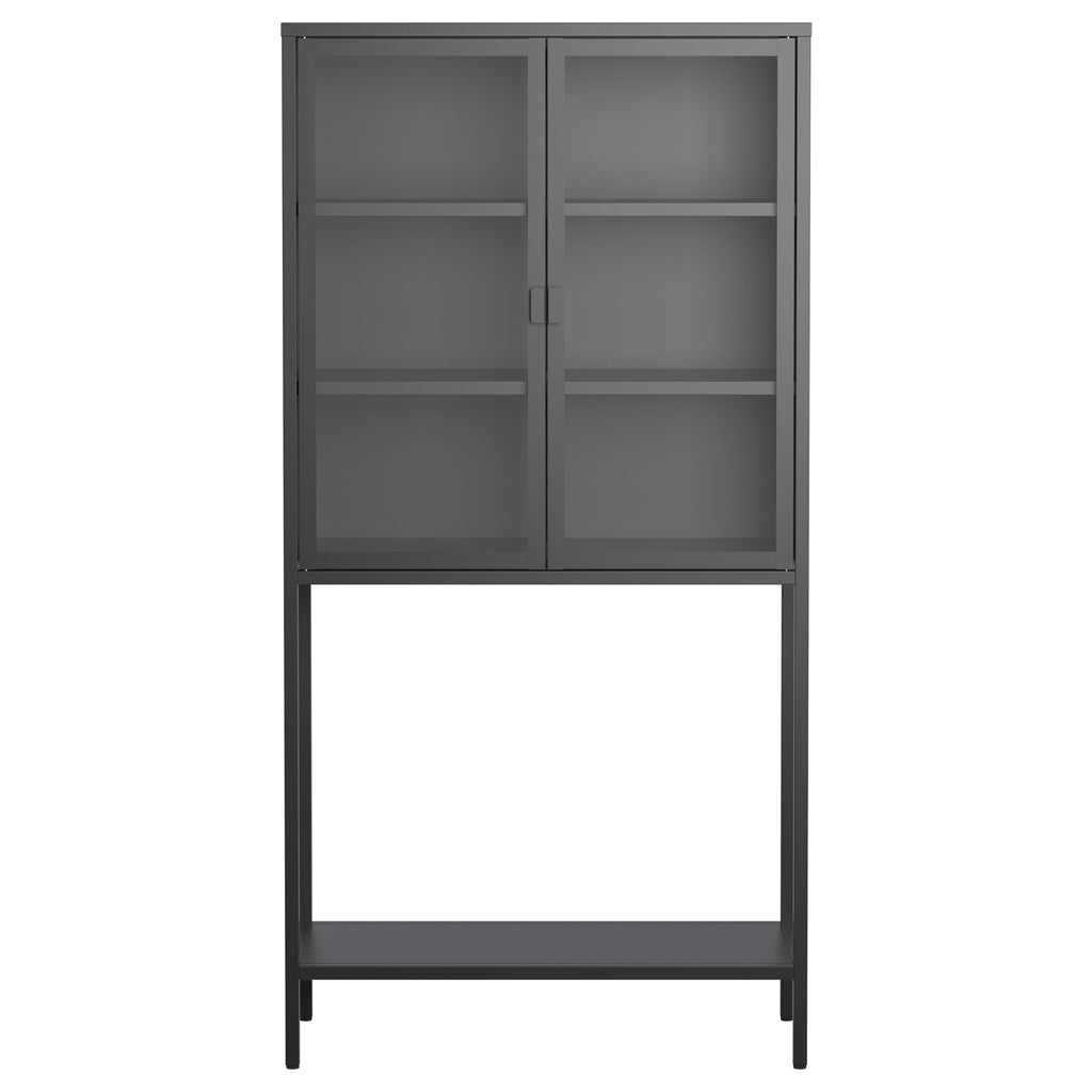 59"H Heavy Duty Metal Storage Cabinet,Sideboards & Buffet,Display Storage Cabinet with Glass Doors and 2 Adjustable Shelves, Tall Bookcase Modern Bookshelf Cabinet for Home Office, Living Room