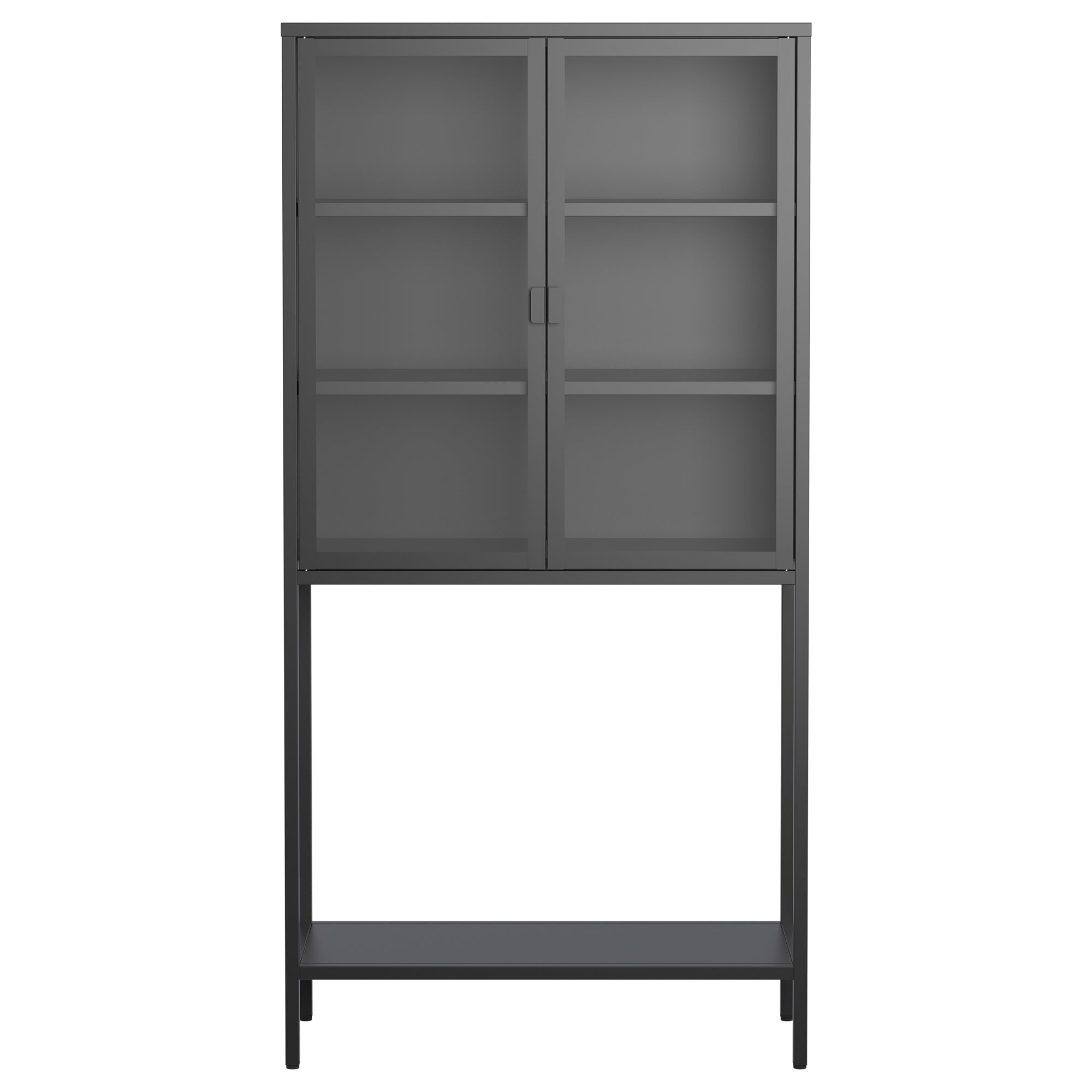 59"H Heavy Duty Metal Storage Cabinet,Sideboards & Buffet,Display Storage Cabinet with Glass Doors and 2 Adjustable Shelves, Tall Bookcase Modern Bookshelf Cabinet for Home Office, Living Room