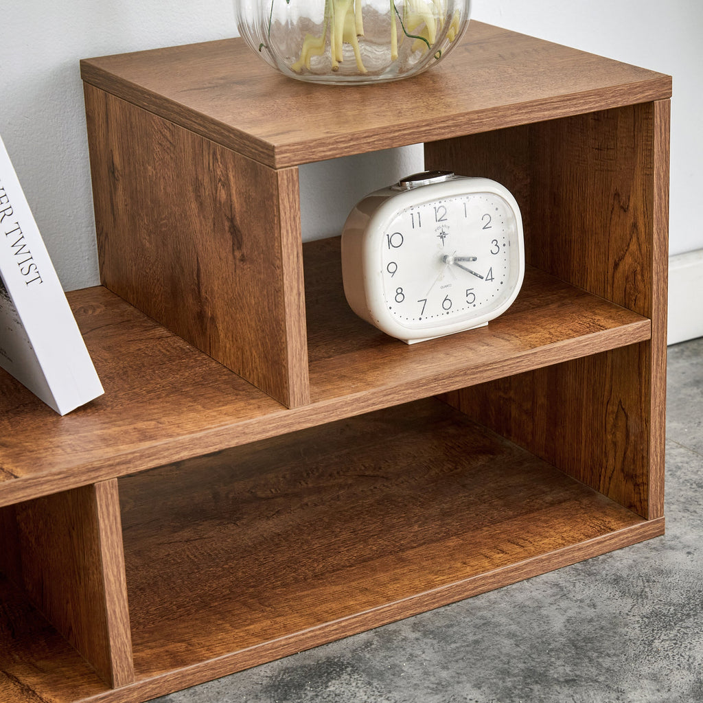 Modern 2-Piece Cube TV Stand with Open Storage, L-Shaped Design, Walnut MDF, 47.2' x 12' x 13.4'