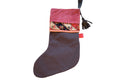 Antique Rug Fragment Stocking Fuchsia Suede
