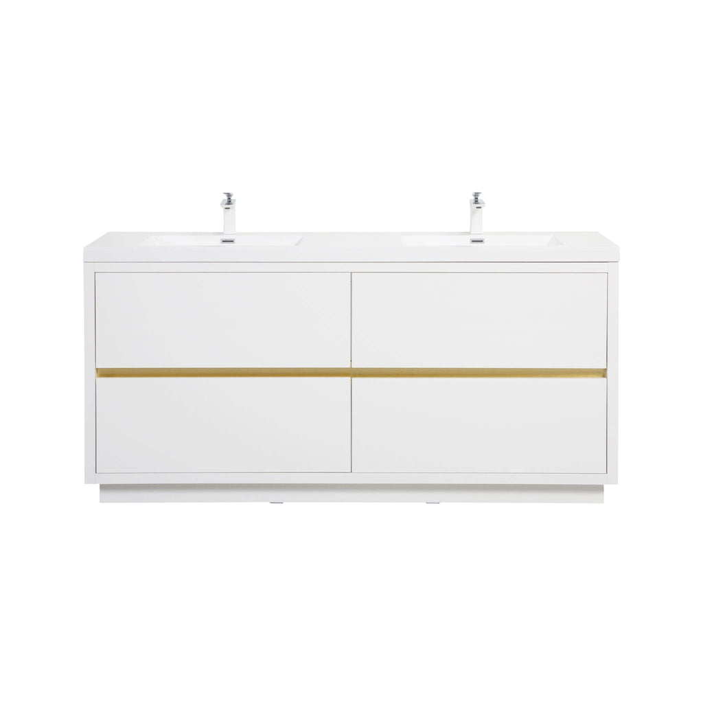 Alora 72-Inch White Freestanding Bathroom Vanity With Sink And Stone Resin Countertop (SAK31520)