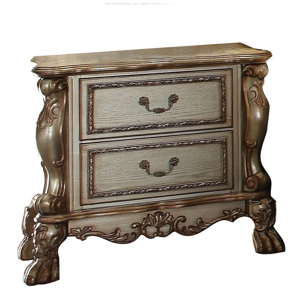 Gold Patina and Bone 2-Drawer Nightstand