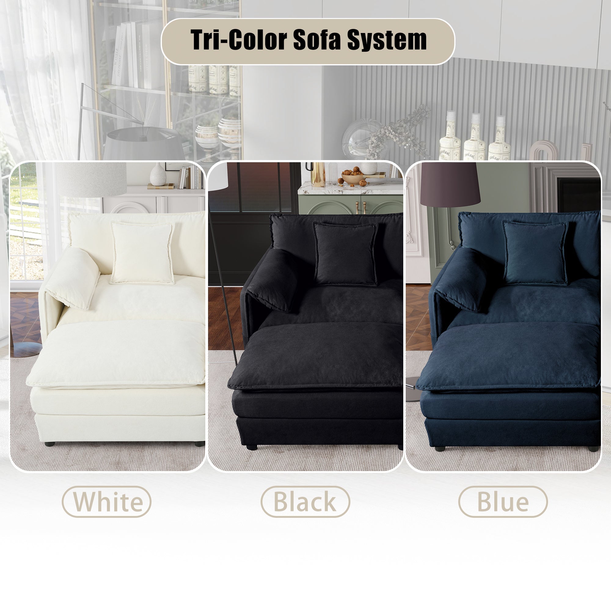 Oversized 41.73' Sofa Chair, Modern Upholstered Armchair with 1 Toss Pillow, Modular Sectional Sofa for Living Room, Deep Seat Reading Sofa for Bedroom Apartment, DIY Combination Chenille,Blue