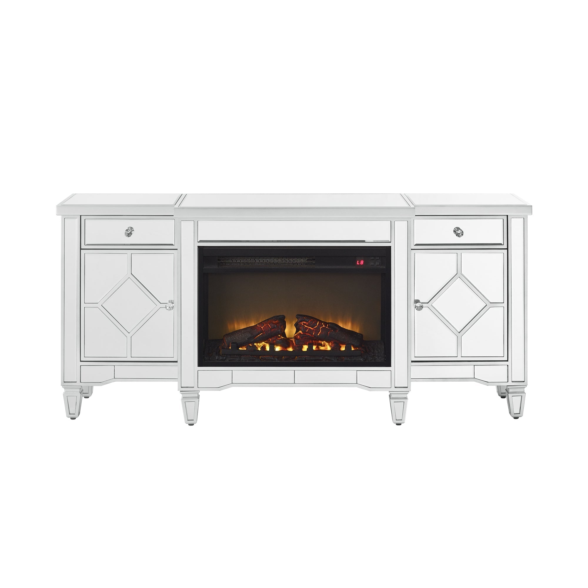W 57' X D 15 ' X H 25.6' Flash silver combination TV fireplace cabinet