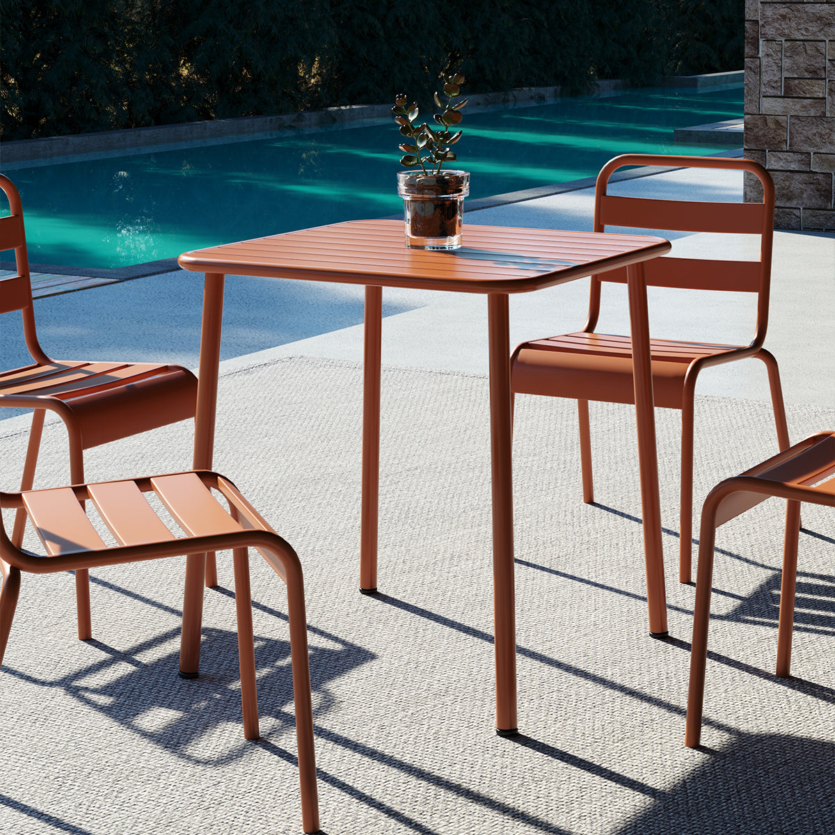 Sera square table outdoor (red)courtyard table villa open air dining table waterproof table retro American modern simple balcony table coffee table