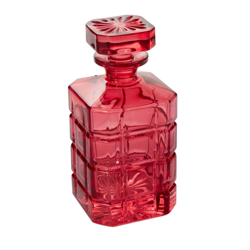 Blvd Red Glass Decanter — Elegant Bar Cart Accessory