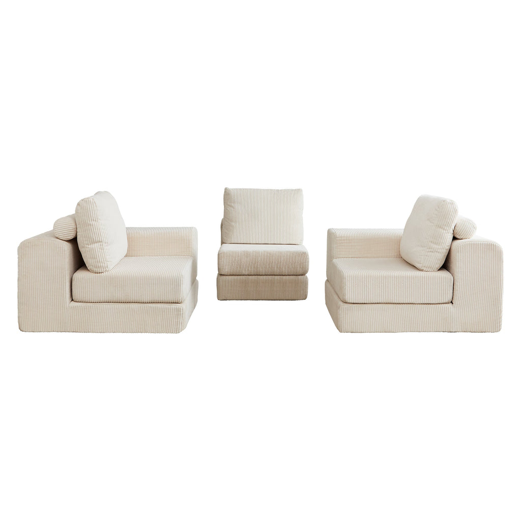 108'' Modular Sectional 3-Seater Cloud Sofa,Corduroy Convertible Sofa Bed