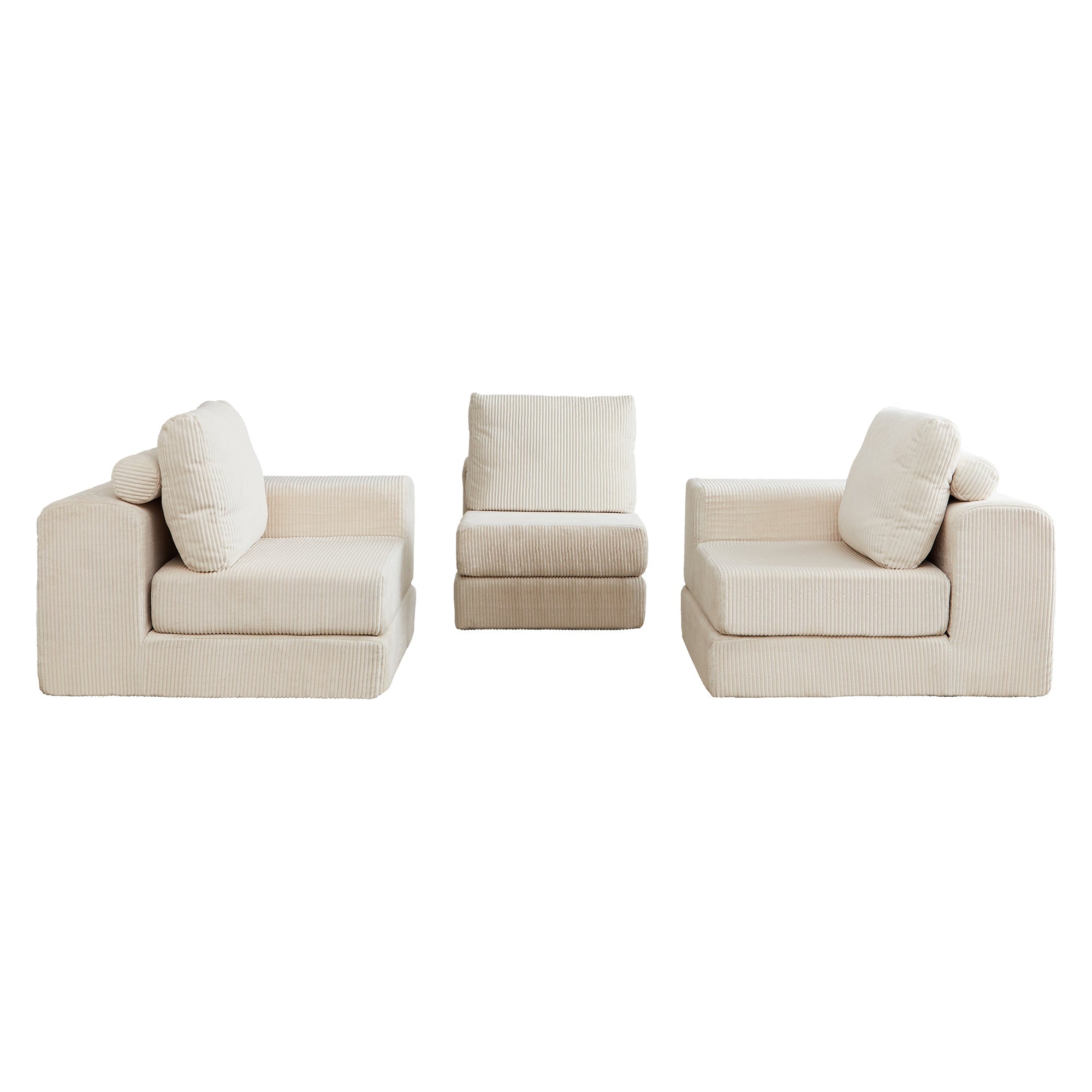 108'' Modular Sectional 3-Seater Cloud Sofa,Corduroy Convertible Sofa Bed