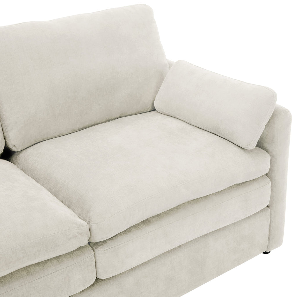 89'  Cozy Upholstered 3-seater Sofa Oversized Comfy Cloud Sofa Double Cushion 3-seater Sofa Plush Cushion Sofa Couch for Living Room, Beige