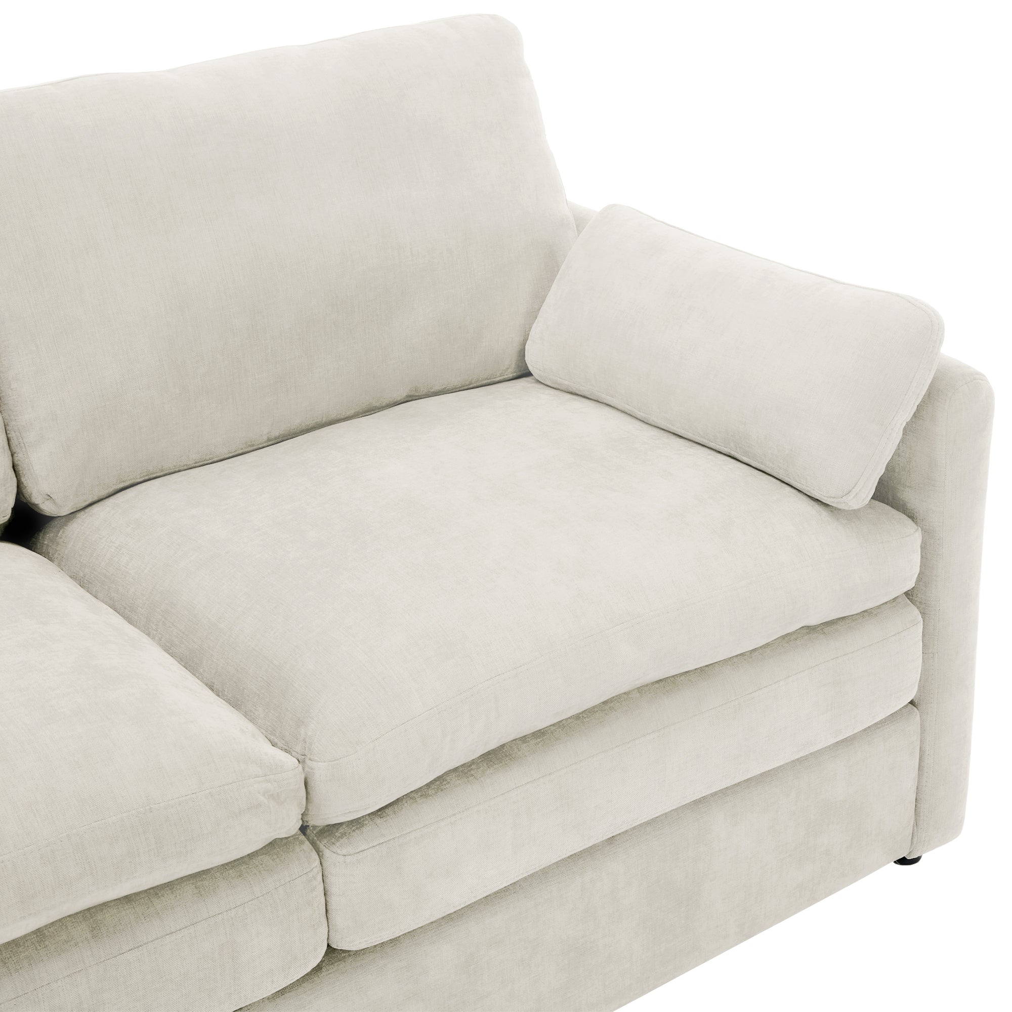 89'  Cozy Upholstered 3-seater Sofa Oversized Comfy Cloud Sofa Double Cushion 3-seater Sofa Plush Cushion Sofa Couch for Living Room, Beige