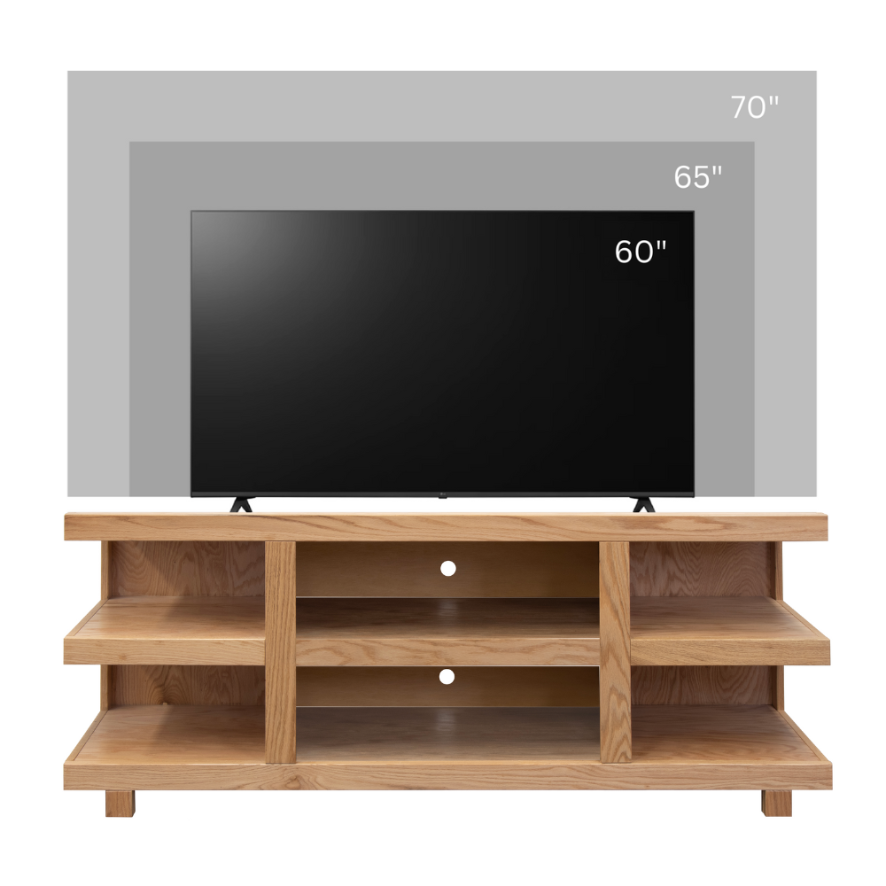 Laurel Canyon 64 inch TV Stand for TVs up to 70 inches, No Assembly Required, Natural Finish