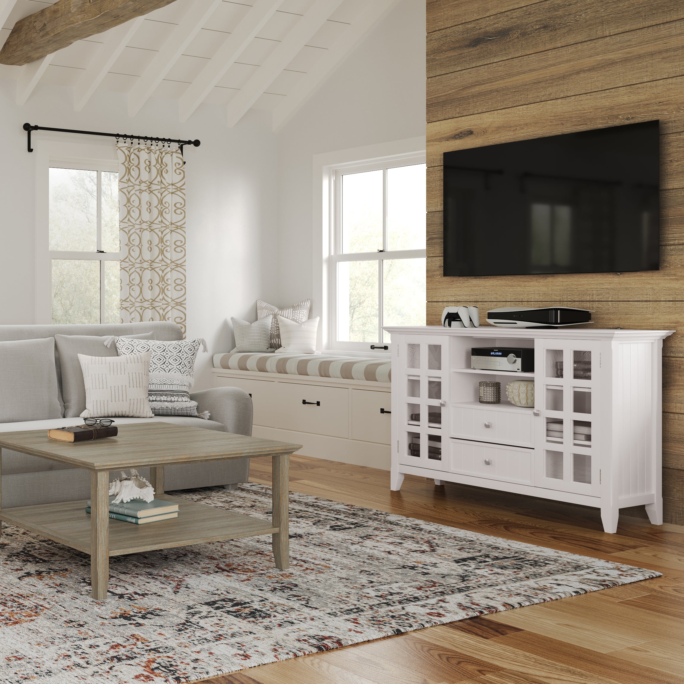 Acadian - Tall TV Media Stand - White