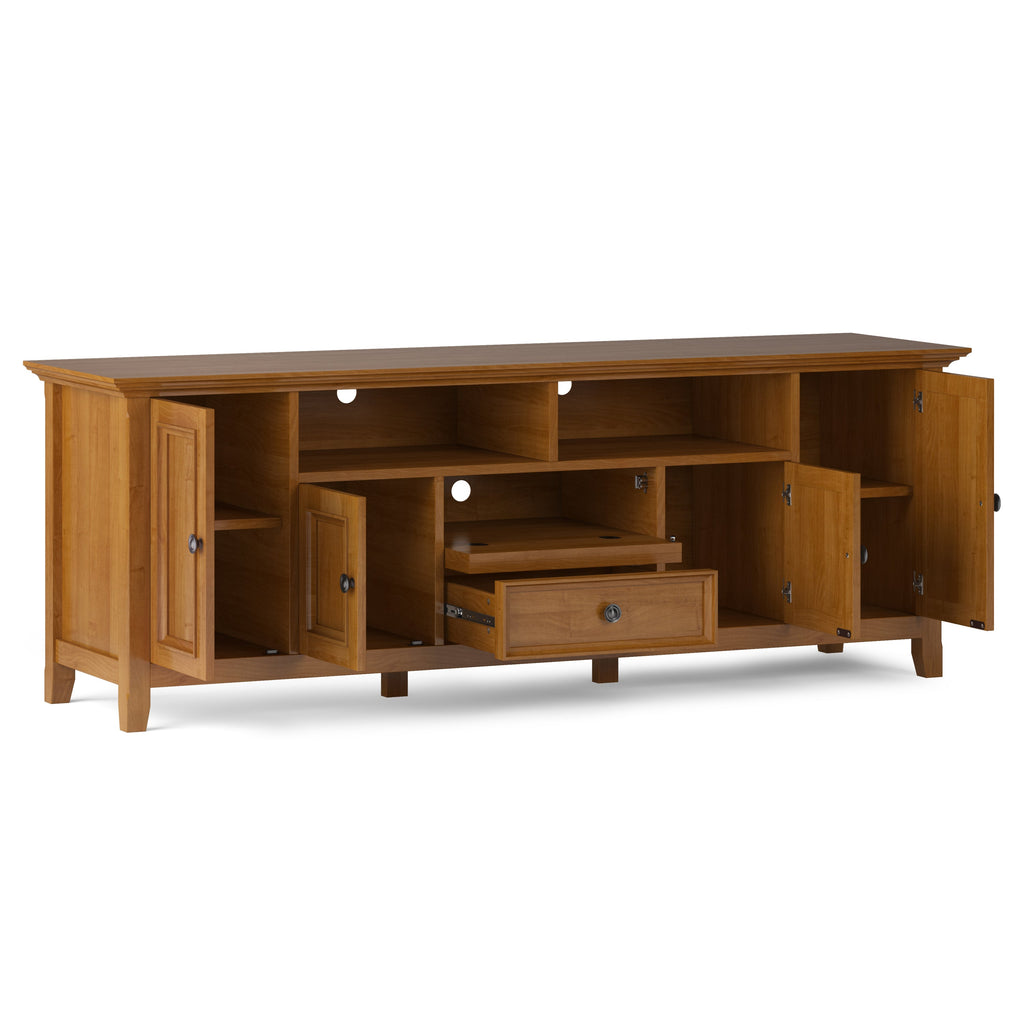 Amherst 72 inch Solid Wood TV Media Stand in Light Golden Brown