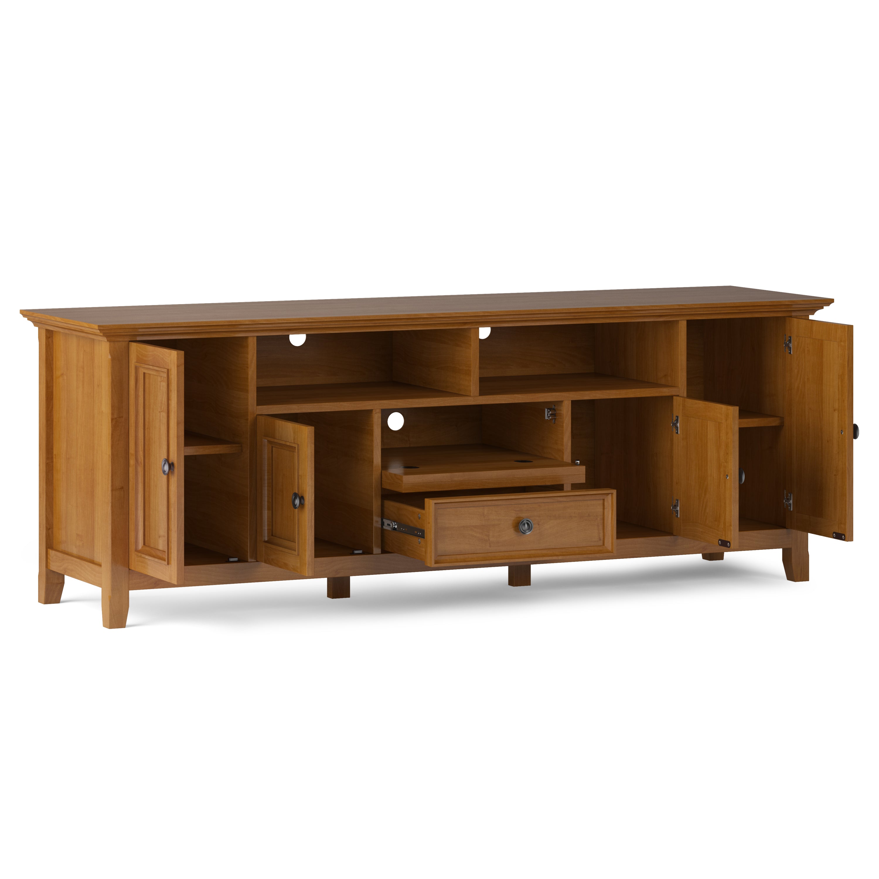 Amherst 72 inch Solid Wood TV Media Stand in Light Golden Brown
