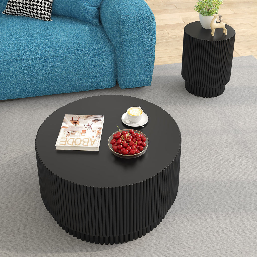 15.72-inch H-barrel coffee table, Nordic style, simple design, suitable for indoor and outdoor use, magnesium oxide material, suitable for living room, bedroom or garden sofa